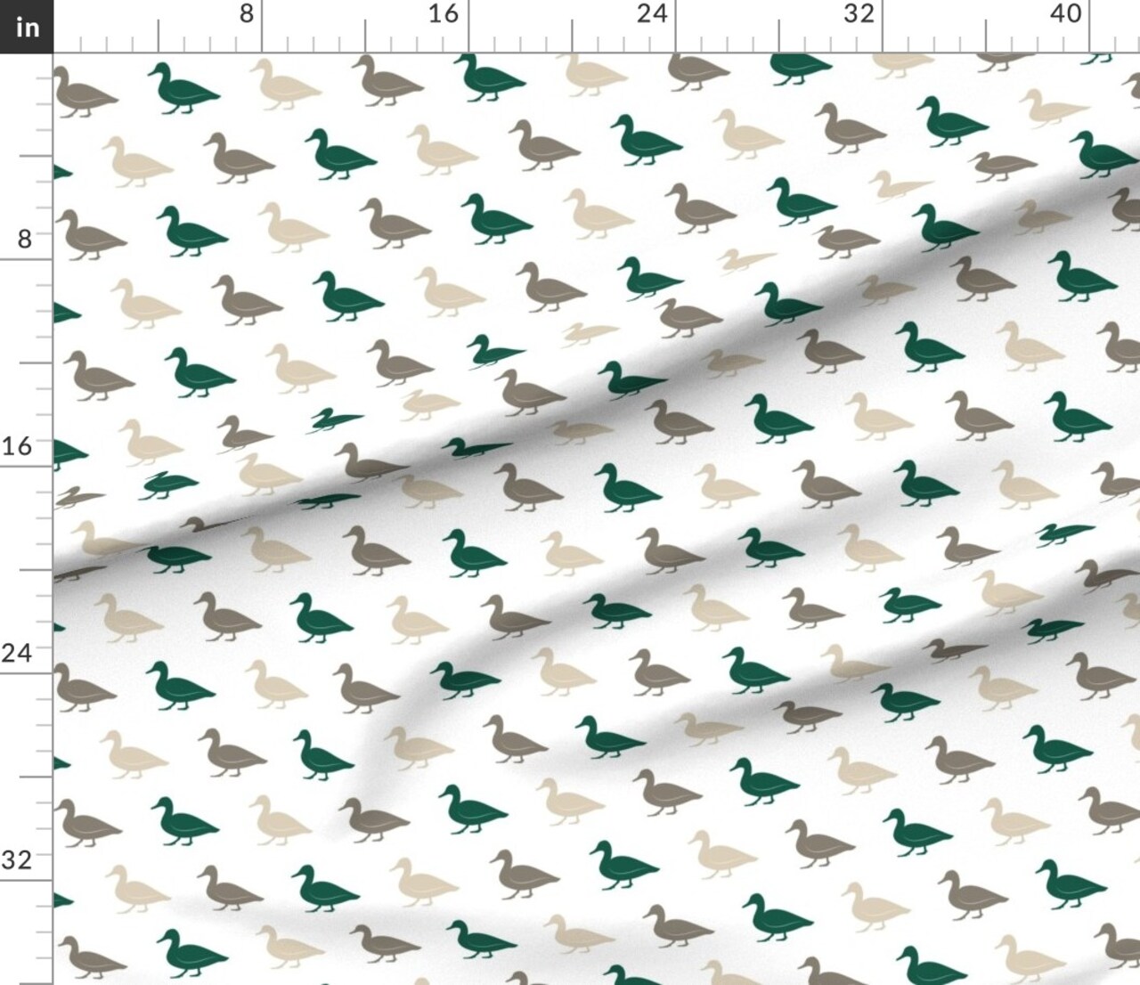 Multi Duck Wholecloth Cheater Quilt Top Coordinate Green Ducks Hunting Nursery Boy Beige Warm Gray Bird Animal Custom Printed Fabric by Spoonflower Various Fabrics by the Yard or Fat Quarter